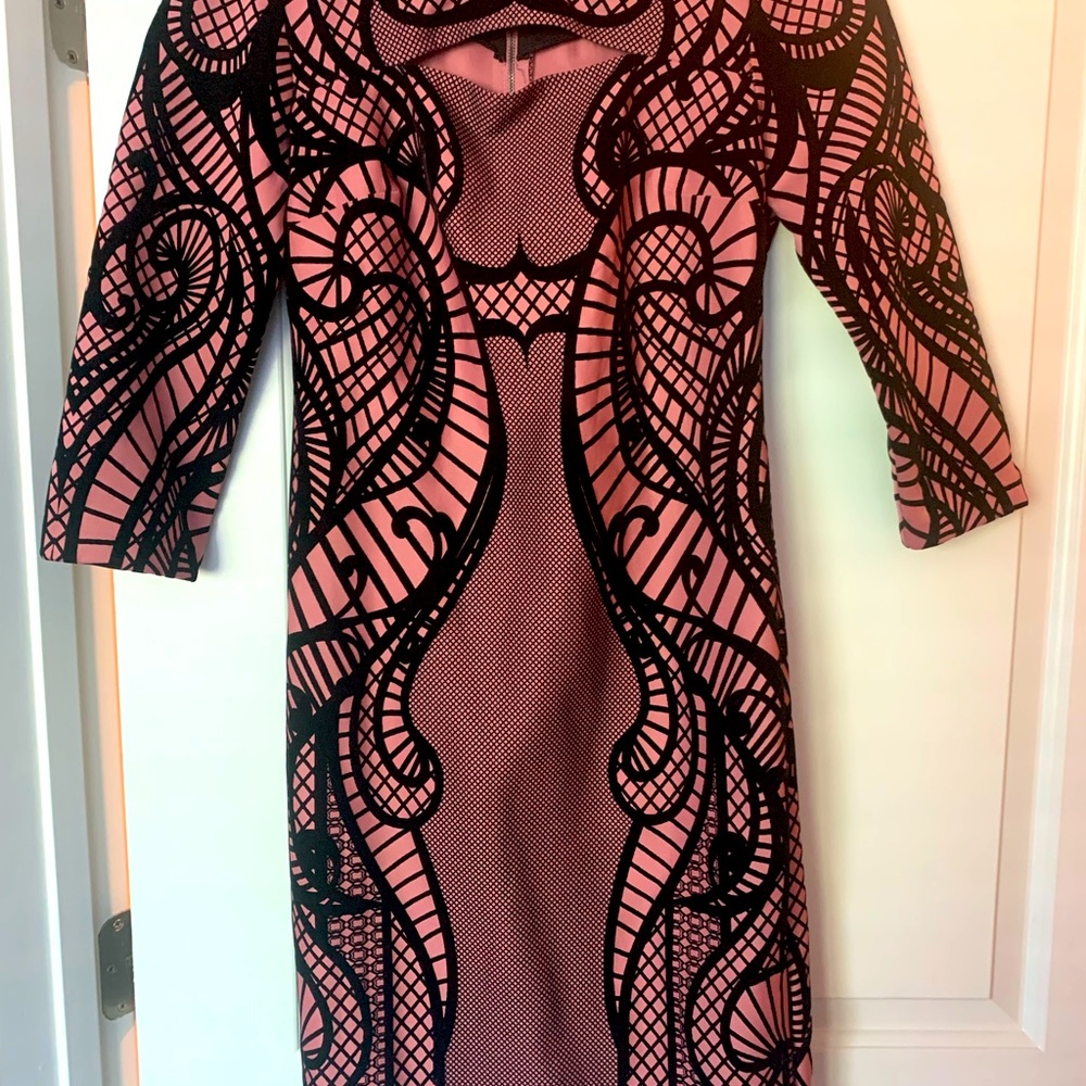 Knee length Midi dress (black & pink)